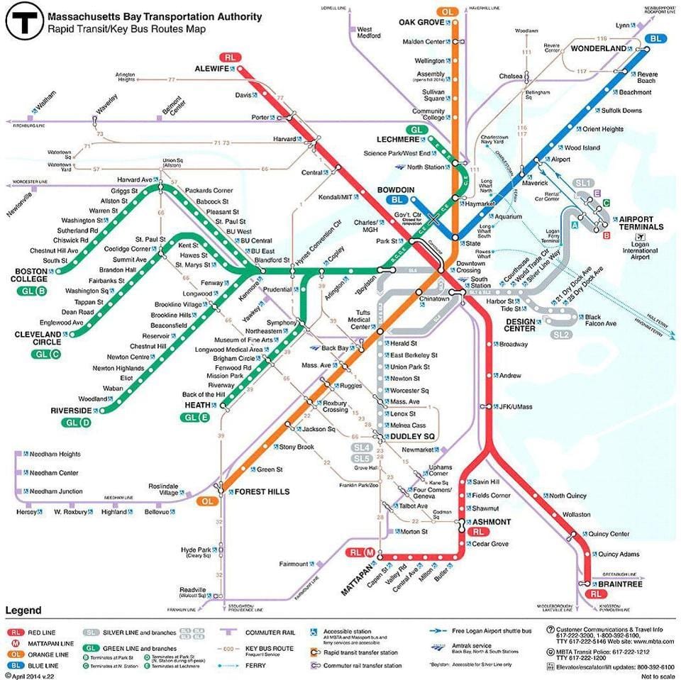 মানচিত্র MBTA