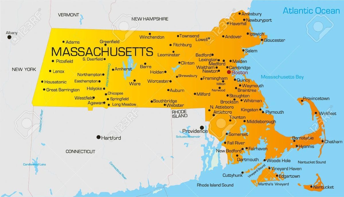Massachuset মানচিত্র