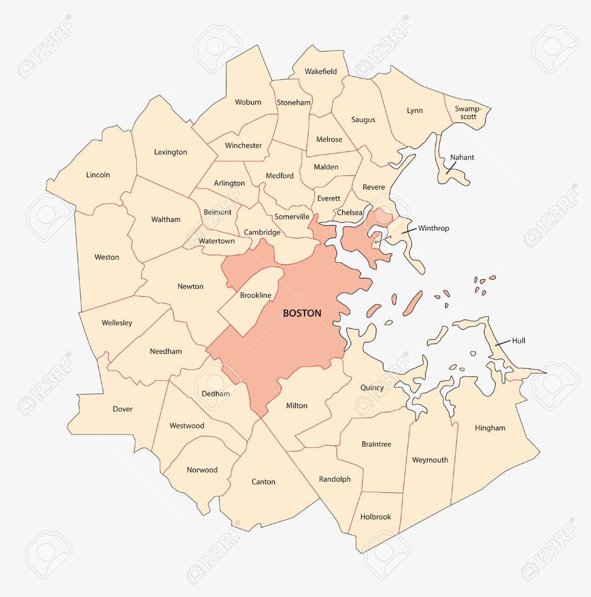 মেট্রো বস্টন মানচিত্র