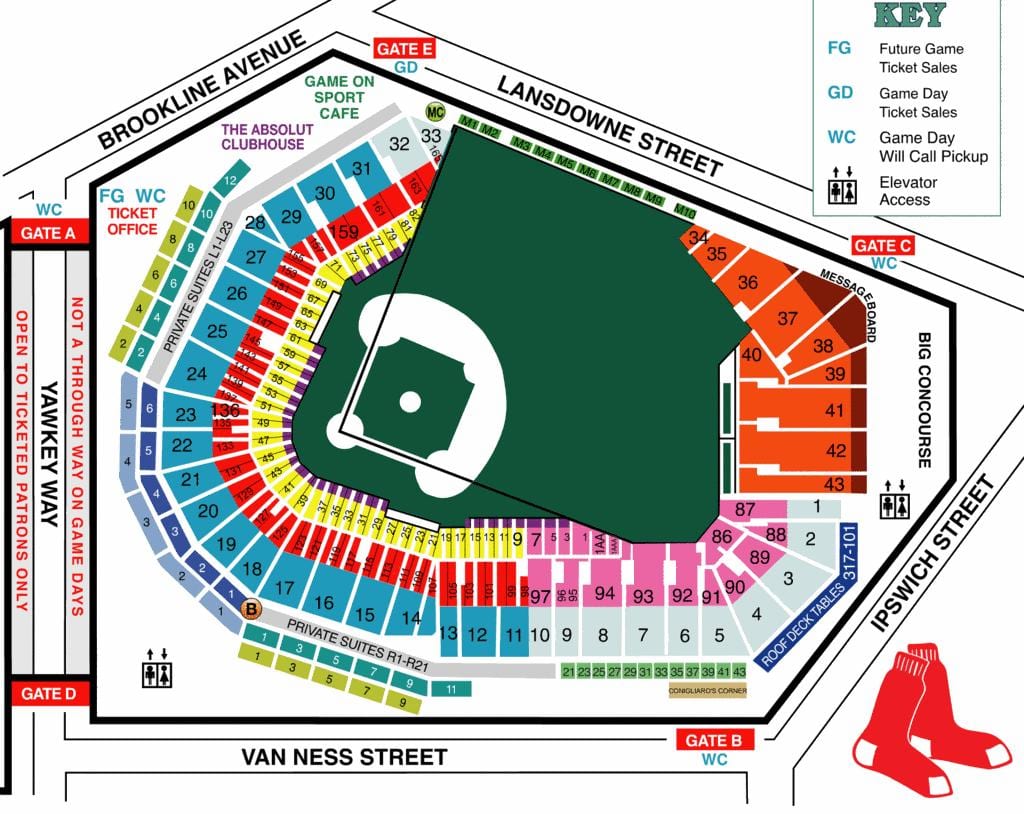 Fenway আসন মানচিত্র